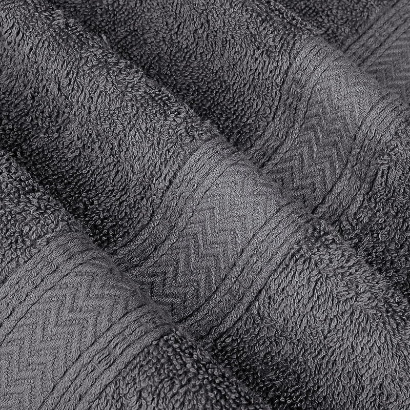 Hillfair 12 piece 600 GSM Cotton Bath Towels - Hotel Spa Quality - 2 Bath, 4 Hand, 6 Washcloths - Absorbent Super Soft Grey Cotton Set - Image 2